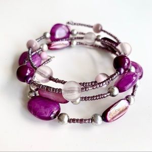 Purple beaded fairy Whimsigoth boho festival wrap bracelet girlhoodcore Y2K art